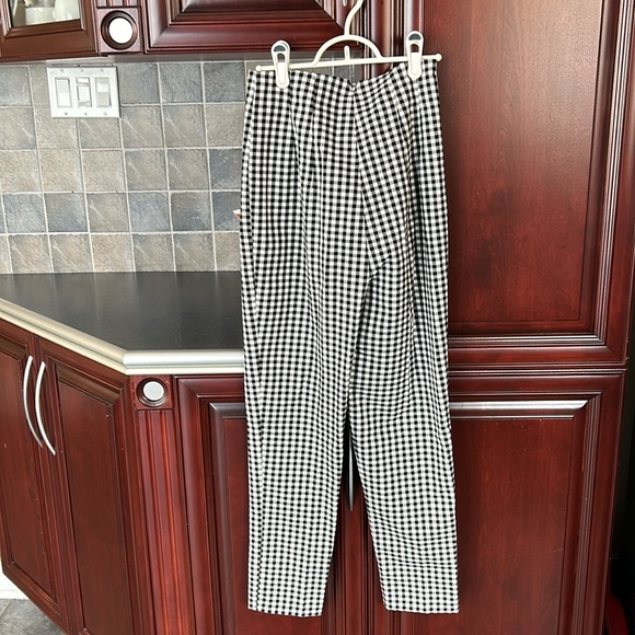 ZARA black/white checkered retro style pants size extra small - Picture 12 of 13